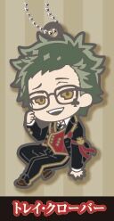 Trey Clover Twisted Wonderland Deforaba Rubber Keychain